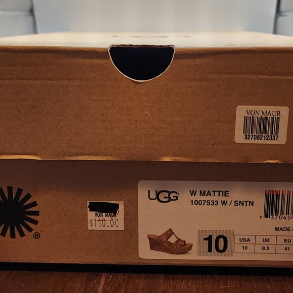 UGG W Mattie Sandals Leather Size 10 NIB New Tan Strappy 3" Wedge Heel Platform - Picture 3 of 12